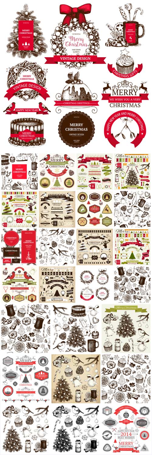 Christmas and new year, winter vector holiday backgrounds 2016
