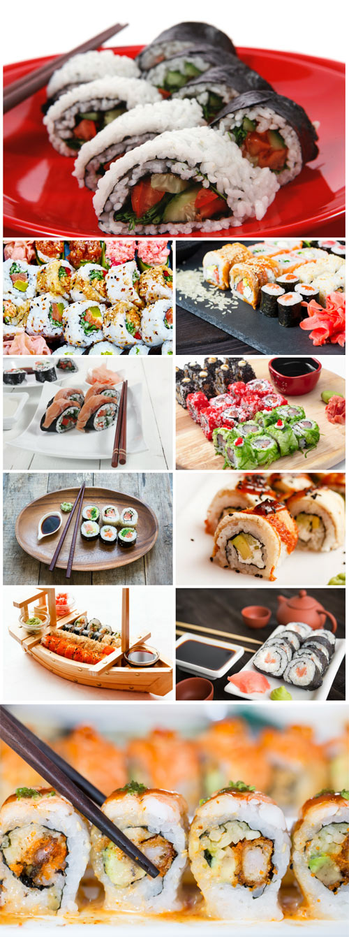 Sushi sets, oriental food - Stock photo
