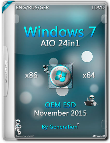 Windows 7 SP1 x86/x64 AIO 24in1 OEM ESD Nov 2015 by Generation2 (ENG/RUS/GER)