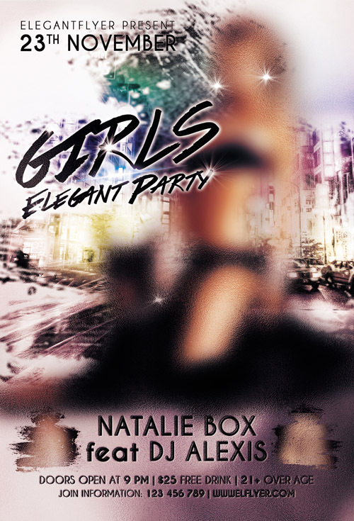 Flyer PSD Template - Girls Elegant Party + Facebook Cover 3