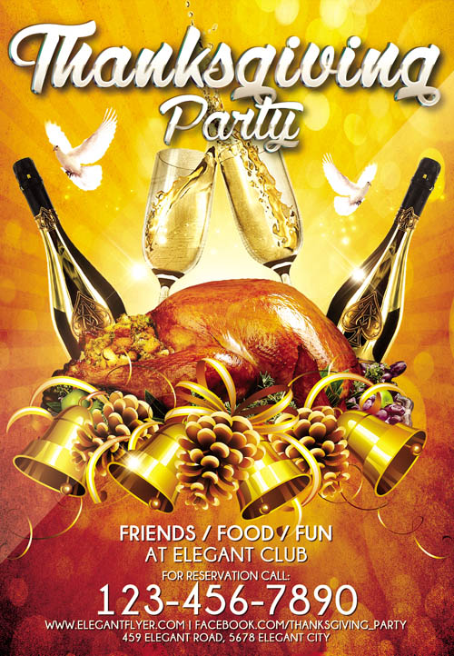 Flyer PSD Template - Thanksgiving Party Night + Facebook Cover 5