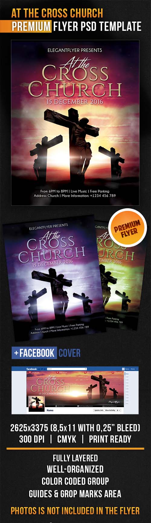 Flyer PSD Template - At the Cross Church + Facebook Cover 5