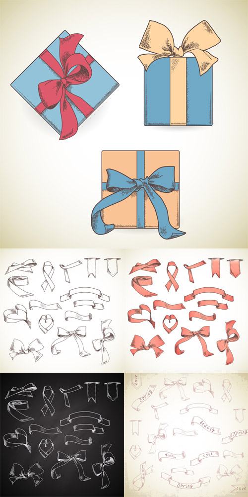 Vector Set - Holiday Ribbons and Gift Boxes 3
