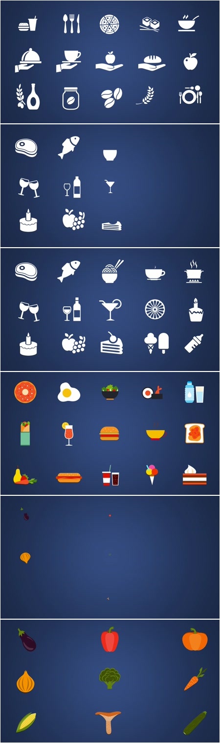 Pond5 - 54 Animated Icons With Food. Only Shapes. 57658508