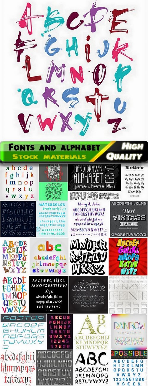 Different Fonts and alphabet in vector from stock #13 - 25 Eps