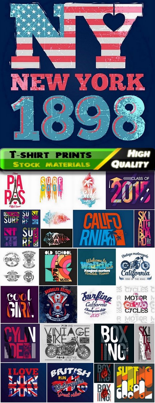 T-shirt prints design in vector from stock #74 - 25 Eps