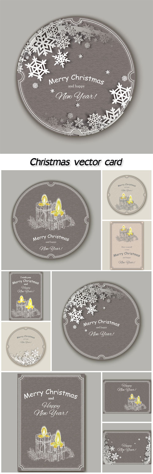 Christmas card with candles and snowflakes