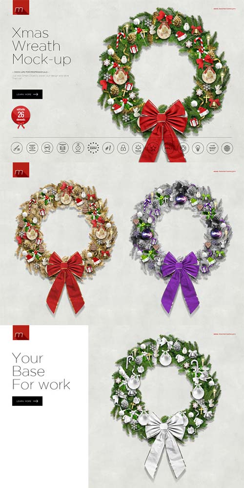 CreativeMarket Christmas Wreath Creator Mock-up