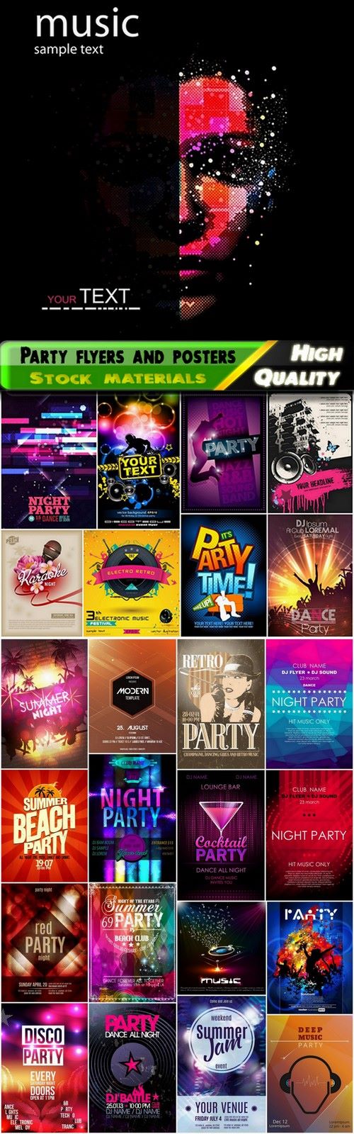 Party flyers and posters for laser disco show 2 - 25 Eps