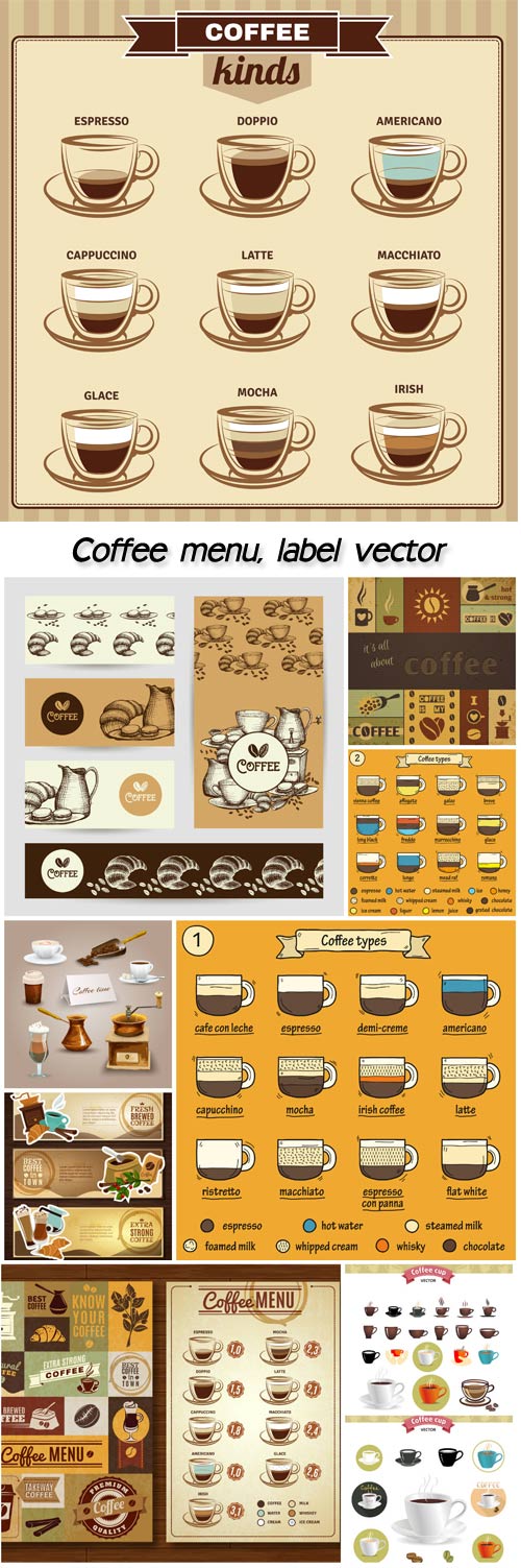 Coffee menu, label vector