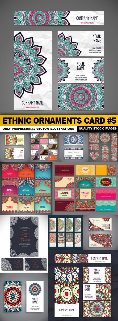 Ethnic Ornaments Card - 12 Vector