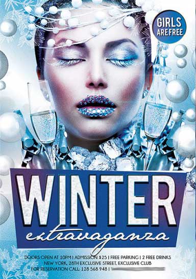 Winter Party Premium Flyer Template + Facebook Cover