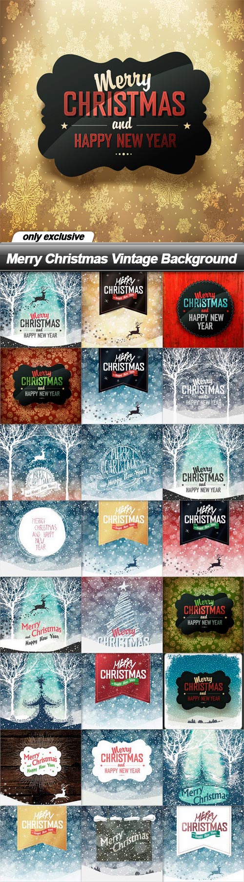 Merry Christmas Vintage Background - 25 EPS