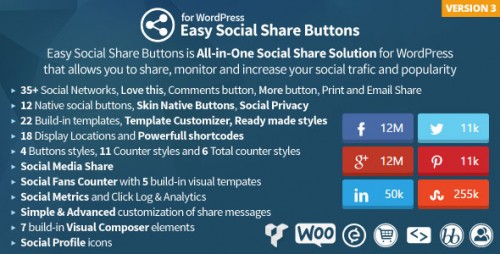 Download Nulled Easy Social Share Buttons for WordPress v3.2.5 graphic