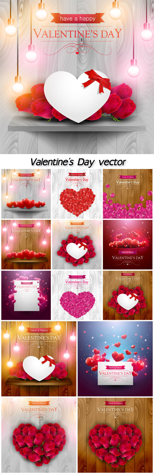 Valentine's day, vector background with hearts