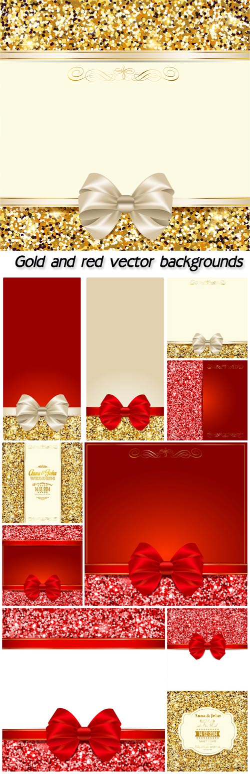 Glittering gold and red vector backgrounds