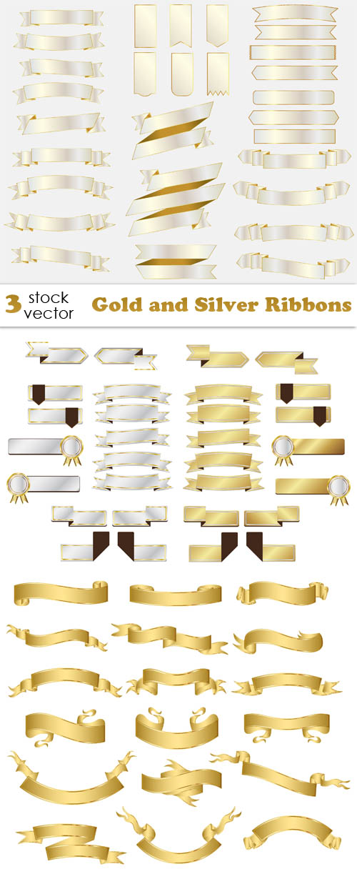 Vectors - Gold and Silver Ribbons