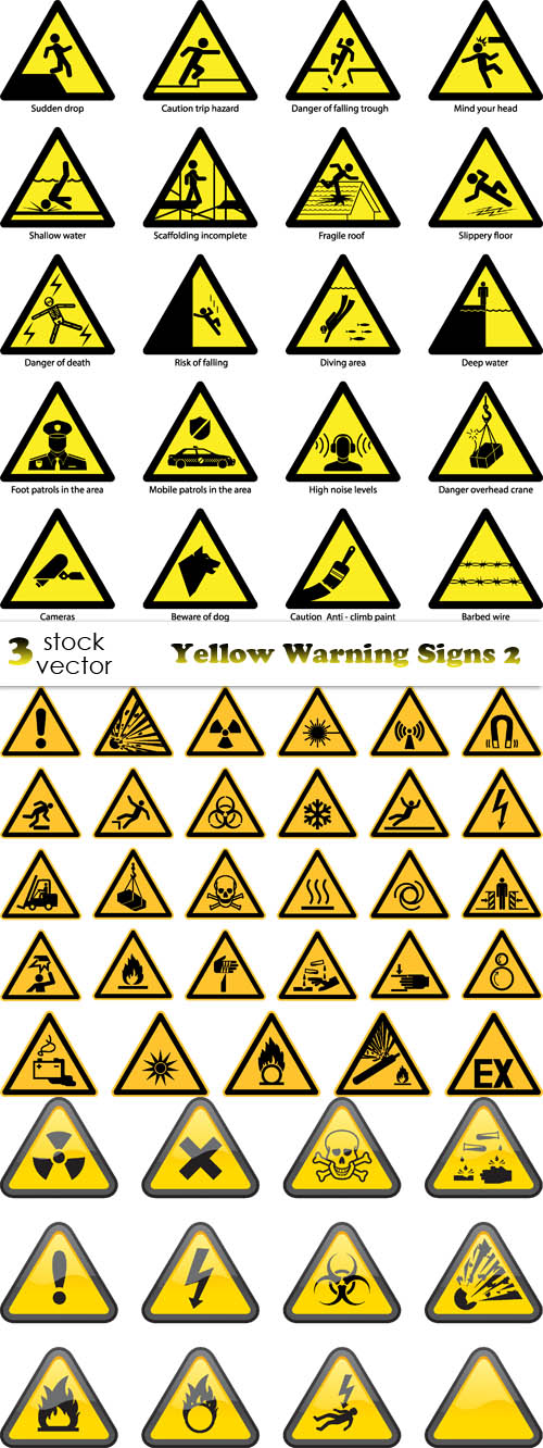Vectors - Yellow Warning Signs 2
