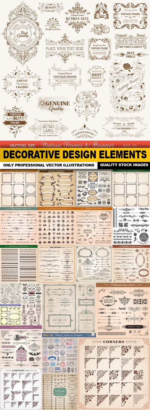 Decorative Design Elements - 25 Vector
