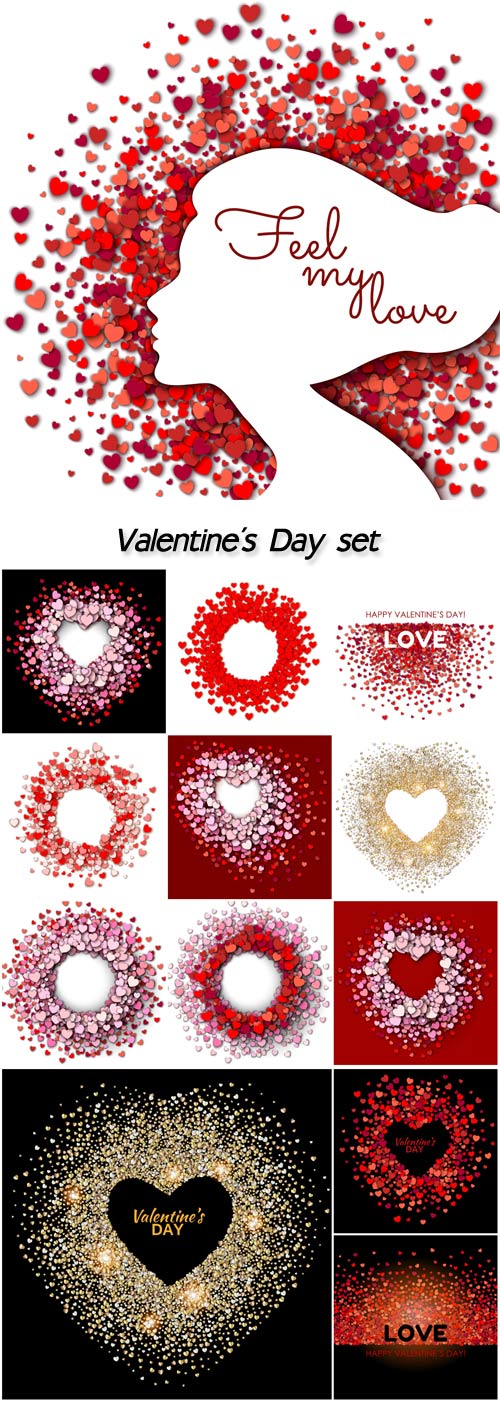 Valentine's Day, vector illustration with hearts