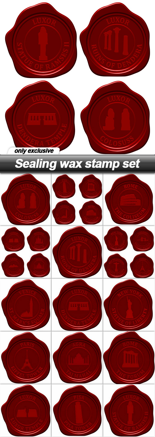 Sealing wax stamp set - 16 EPS