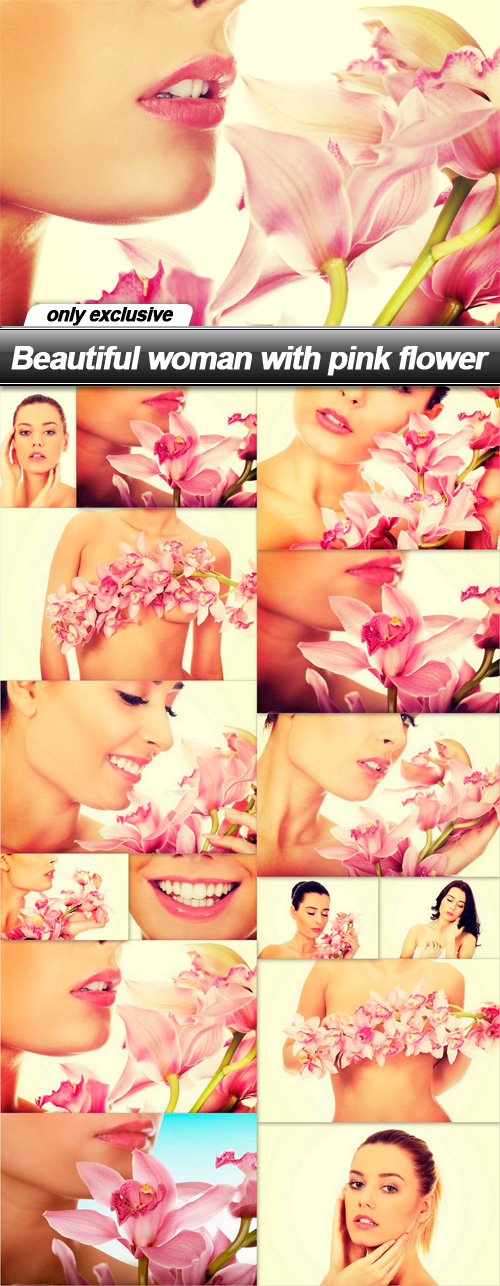 Beautiful woman with pink flower - 15 UHQ JPEG