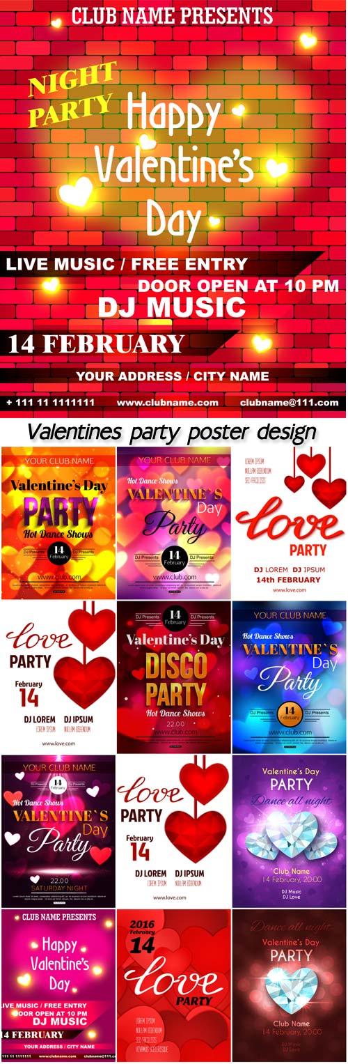 Valentines party poster design