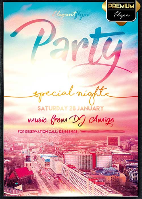 Party Special Night Flyer PSD Template + Facebook Cover