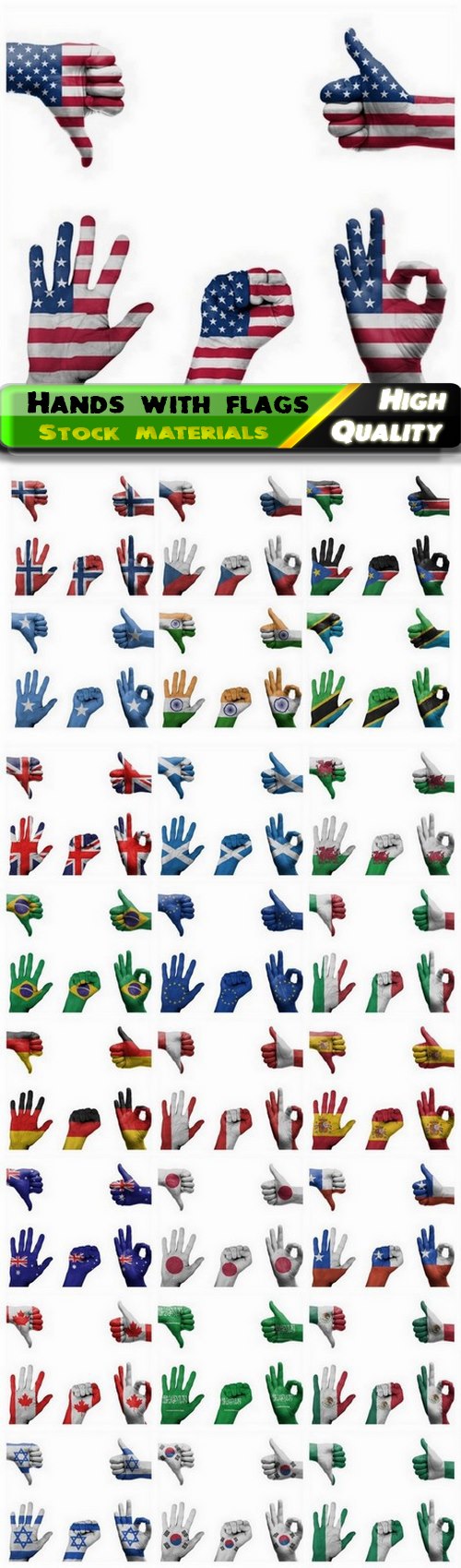Human hands with different country flags - 25 HQ Jpg