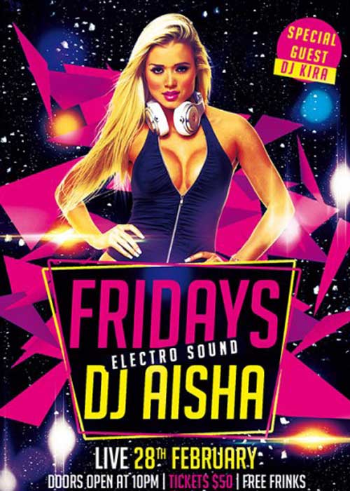 Fridays Electro Sound Party Premium Flyer Template