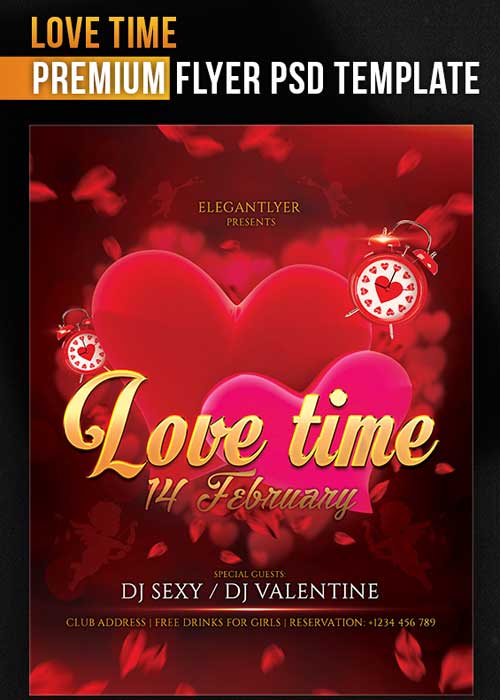 Love Time Flyer PSD Template + Facebook Cover