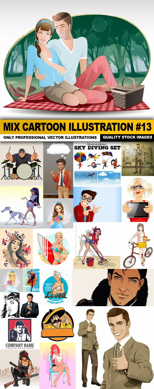 Mix cartoon Illustration 13 - 25 Vector