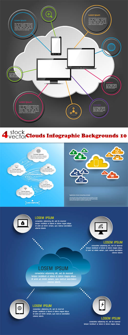 Vectors - Clouds Infographic Backgrounds 10