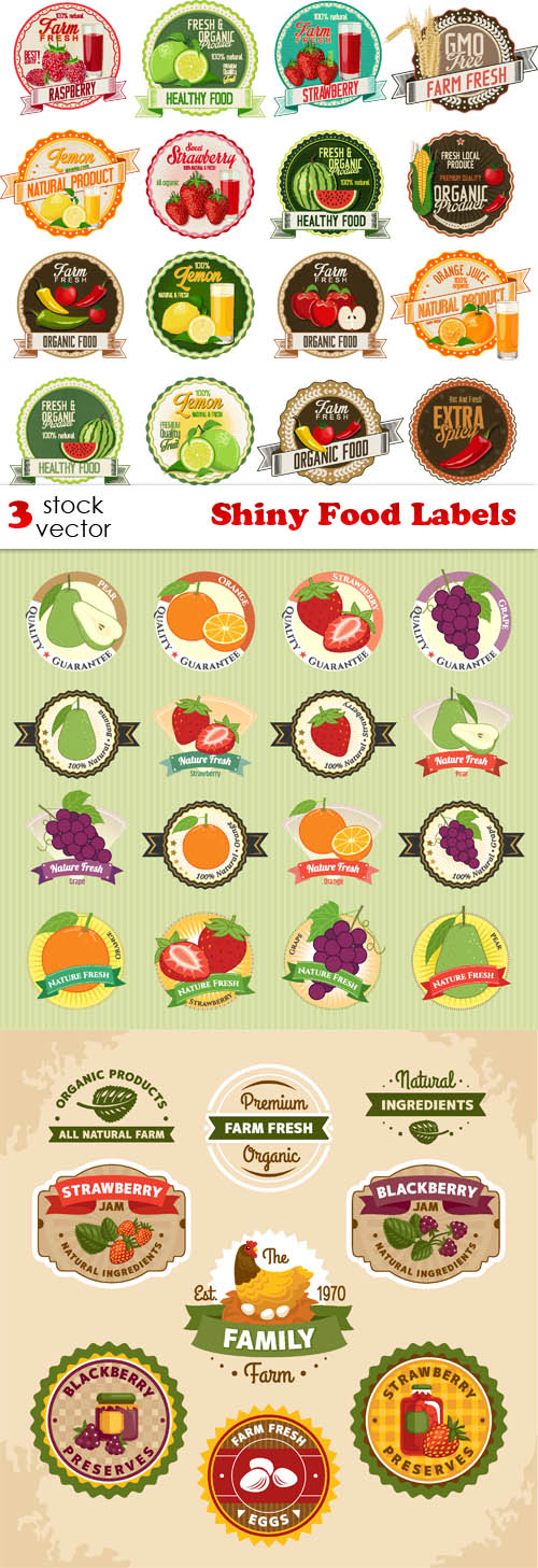 Vectors - Shiny Food Labels