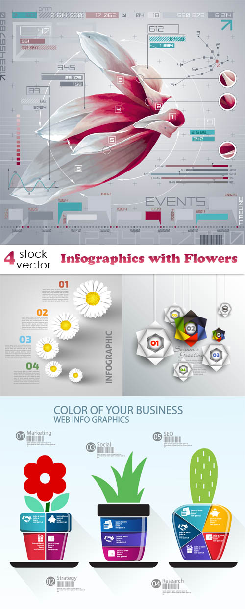 Vectors - Infographics with Flowers