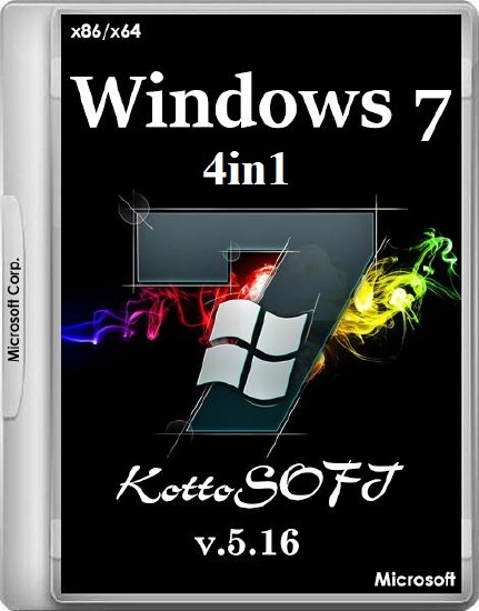 Windows 7 SP1 x86/x64 4in1 KottoSOFT v.5.16 (2016/RUS)