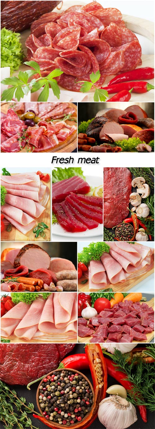 Fresh meat, herbs and vegetables