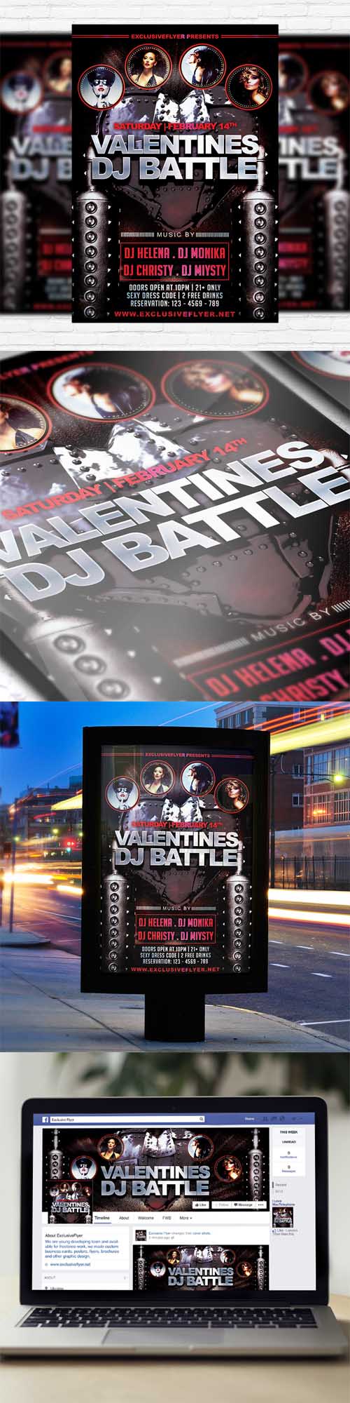 Flyer Template - Valentines DJ Battle + Facebook Cover 6