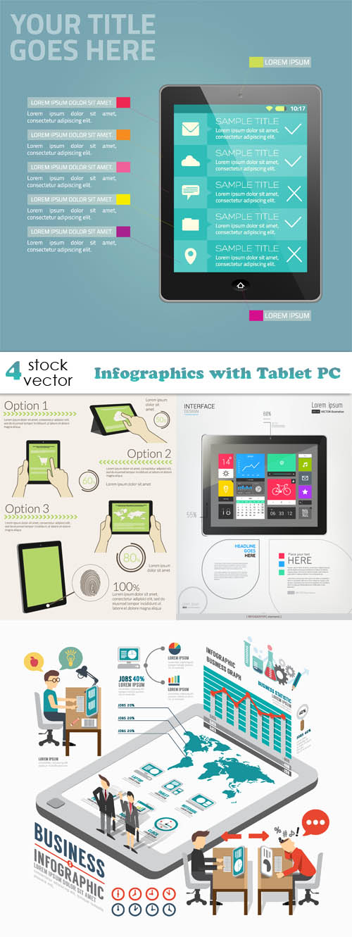 Vectors - Infographics with Tablet PC