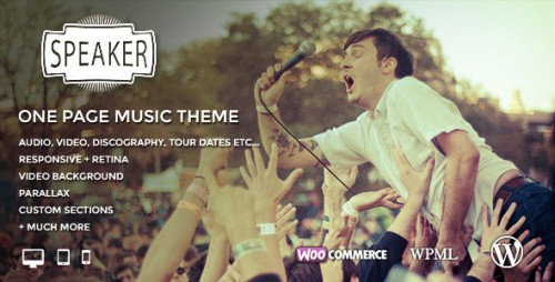 NULLED Speaker - One Page Music WordPress Theme product graphic