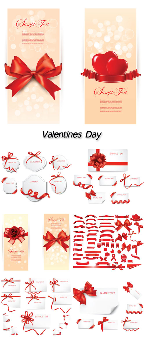 Collection ribbon banner, valentine day collection card