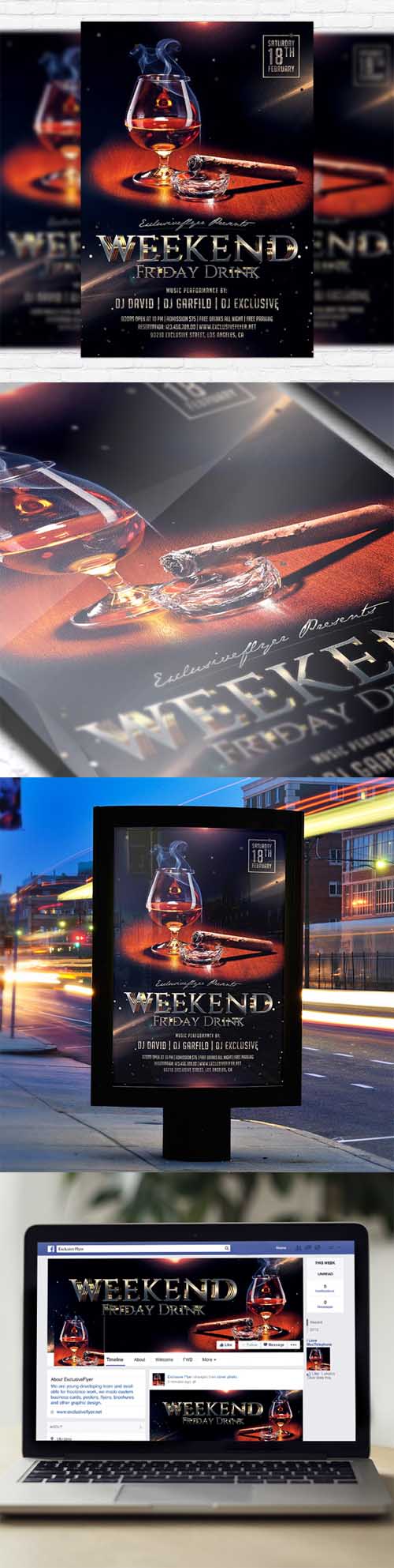 Flyer Template - Weekend Friday Drink + Facebook Cover