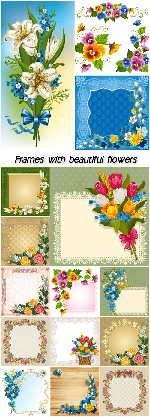 Vintage backgrounds, frames with beautiful flowers