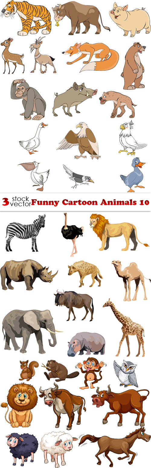 Vectors - Funny Cartoon Animals 10
