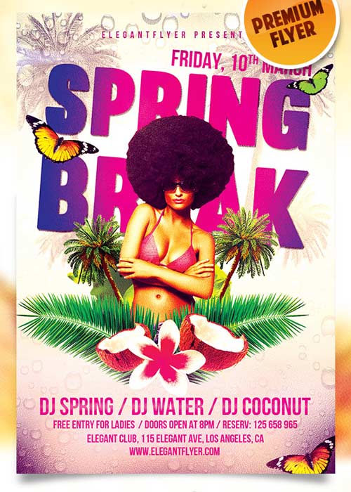 Spring Break Flyer PSD Template + Facebook Cover