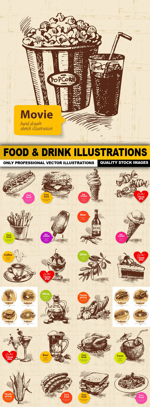 Food & Drink Illustrations - 25 Vector