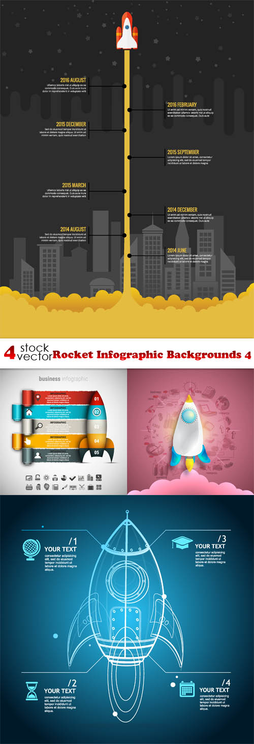 Vectors - Rocket Infographic Backgrounds 4