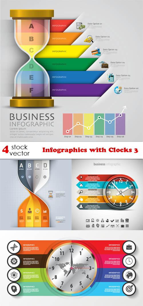 Vectors - Infographics with Clocks 3