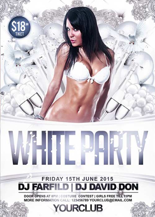 White Party Vol.2 Premium Flyer Template + Facebook Cover