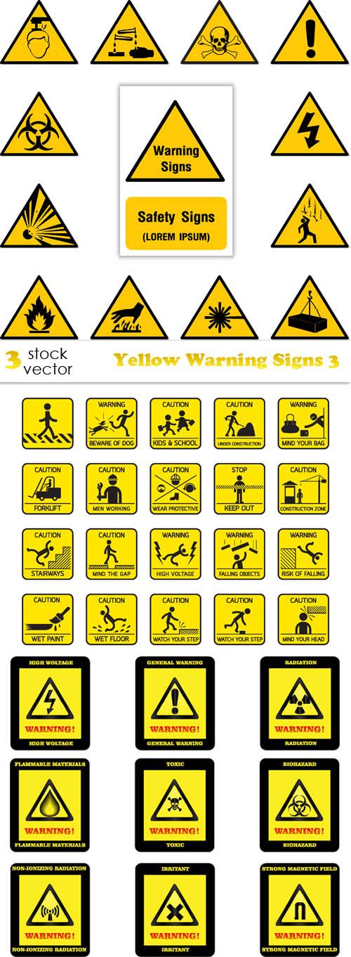 Vectors - Yellow Warning Signs 3